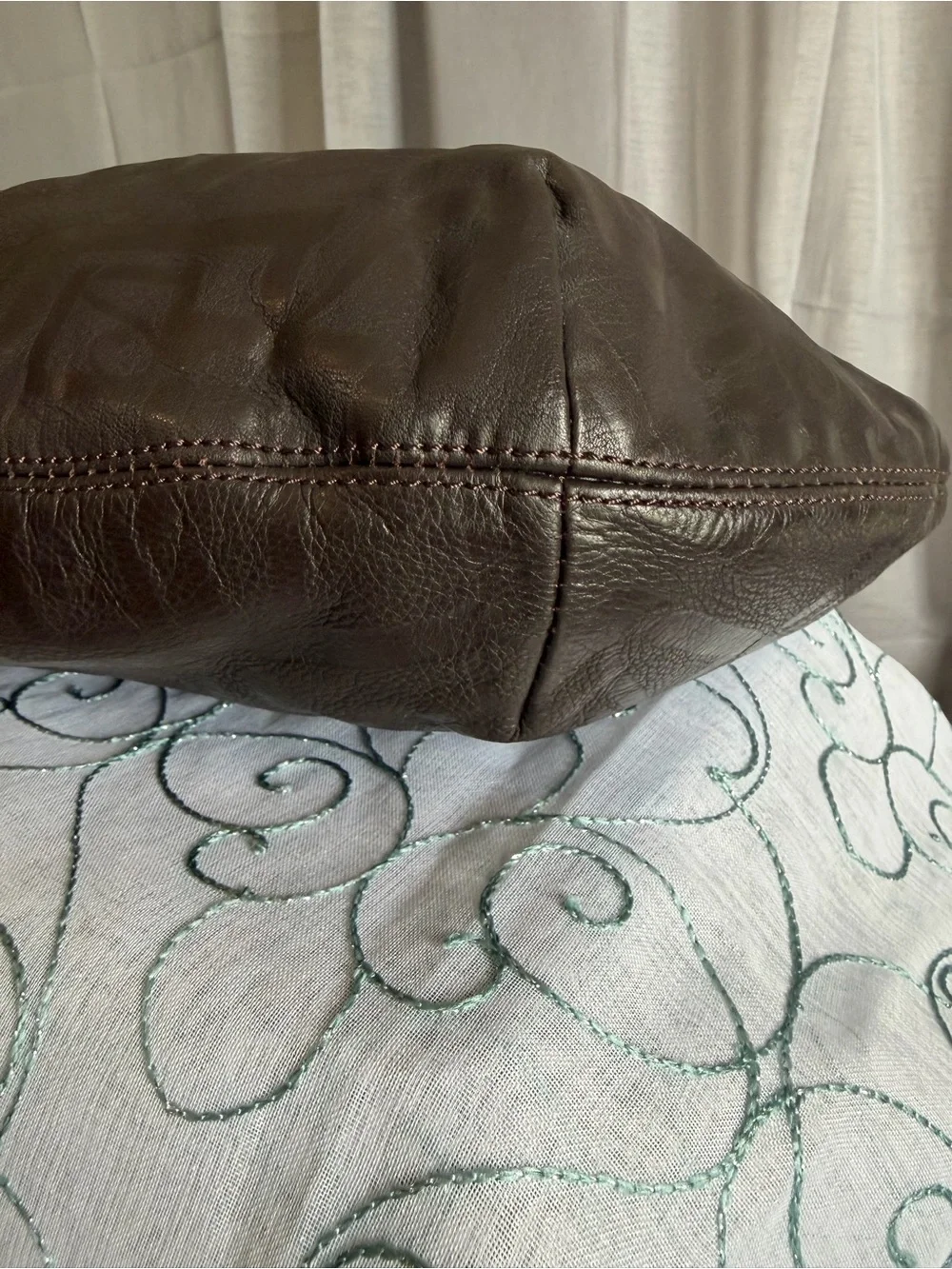 Stone Mountain Camden Dark Brown Leather Hobo All Over Print